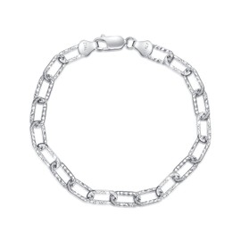 LELOUCHY Sterling Silver Italian 5.2mm Paperclip Link Chain Bracelet for Men Women 6.5, 7, 7.5, 8 Inch 925 Italy (6.5 inch)