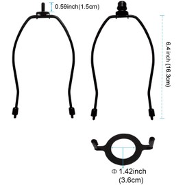 7" Lamp Shade Harp Holder and E26 Light Base UNO Fitter Adapter Converter Finial Set,for Table and Floor Lamps