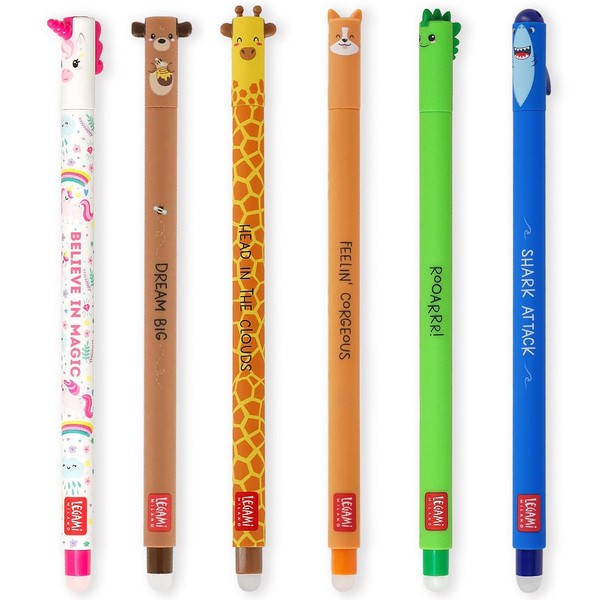LEGAMI - Set of 6 Erasable Gel Pens with Thermosensitive