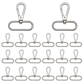 Rotating Carabiner, Carabiner Hook Key Ring, 38 mm 360 Degree Metal Trigger Snap Hooks with D-Rings for Bags, Belts, DIY, Sewing, Craft, Bag Accessories (Pack of 20)