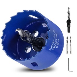 Luomorgo 2 1/8 inch 54mm Hole Saw, 1 1/4 inch Cutting Depth HSS Bi-Metal Hole Cutter with Hex Shank Drill Bit Adapter for Wood Cornhole Boards Plastic Drywall Fiberboard