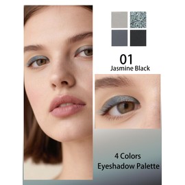 4 Colors Black Eyeshadow Palette,Matte Glitter Gothic Eye Shadow,Highly Pigmented Long Lasting Waterproof Eye Shadow Palette Makeup, Sombras Para Ojos,Facial Beauty Eyeshadow Makeup Gift for Woman 01