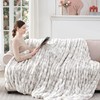 Touchat Ruched Faux Rabbit Fur Throw Blanket, 700 GSM Luxury