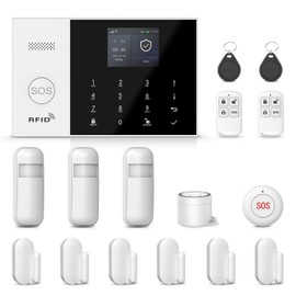 PGST Smart Home Security System,Wireless WiFi Burglar Alarm System with Door Alarms,Motion Detector,Tuya App Control,Compatible with Alexa&Google Assistant for Villa,No Monthly Fee (16 Piece Kits)