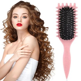 WADY Cepillo para Cabello Rizado Para Mujeres, Cepillo para Rizos, Cepillo Cabello Rizado, Peine para Cabello Rizado, Cepillo 3D para Rizos, Cepillo Definidor de Rizos, peine de pelo liso (Rosa)