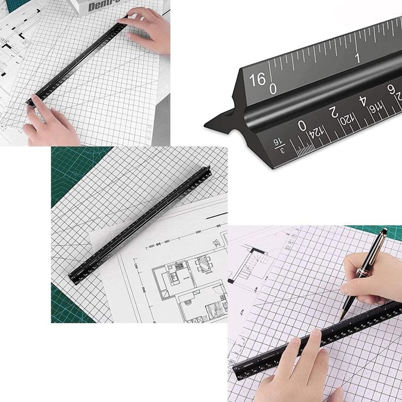 Architectural Scale Ruler, EYLEER 12 inch Imperial Aluminum Architects Scale