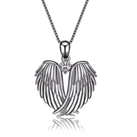 YFN Angel Wings Necklace Sterling Silver Guardian Angel Wings Pendant Necklace for Women Jewelry Gifts
