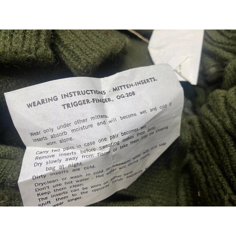 US Army Wool Trigger Finger Mitten Liners, Medium