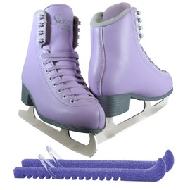 Jackson Classic JC380 Lilac Figure Ice Skates - Womens 4 - Bundle with Skate Guards