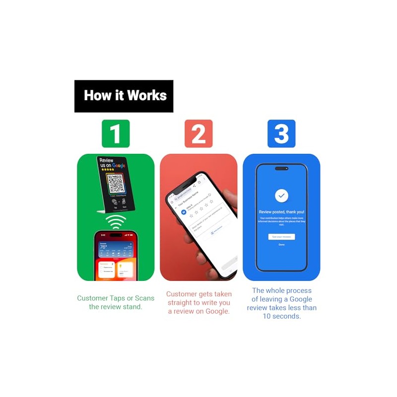 Review us on Google NFC & QR Contactless Card (Black,