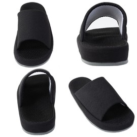 KOCOTA Mesh Cooling Material Comfort Slippers, Thick Bottom, Open Front, Breathable, No Stuffiness, Black