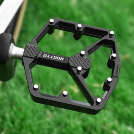 Road/Mountain Bike Pedals - 3 Bearings Bicycle Pedals - 9/16” CNC Machined Flat Pedals, with Anti-Skid Nails (Black)