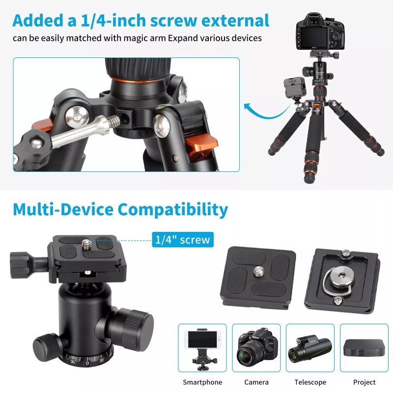 Koolehaoda Portable Camera Tripod Travel Mini Tripod Tabletop Tripod for