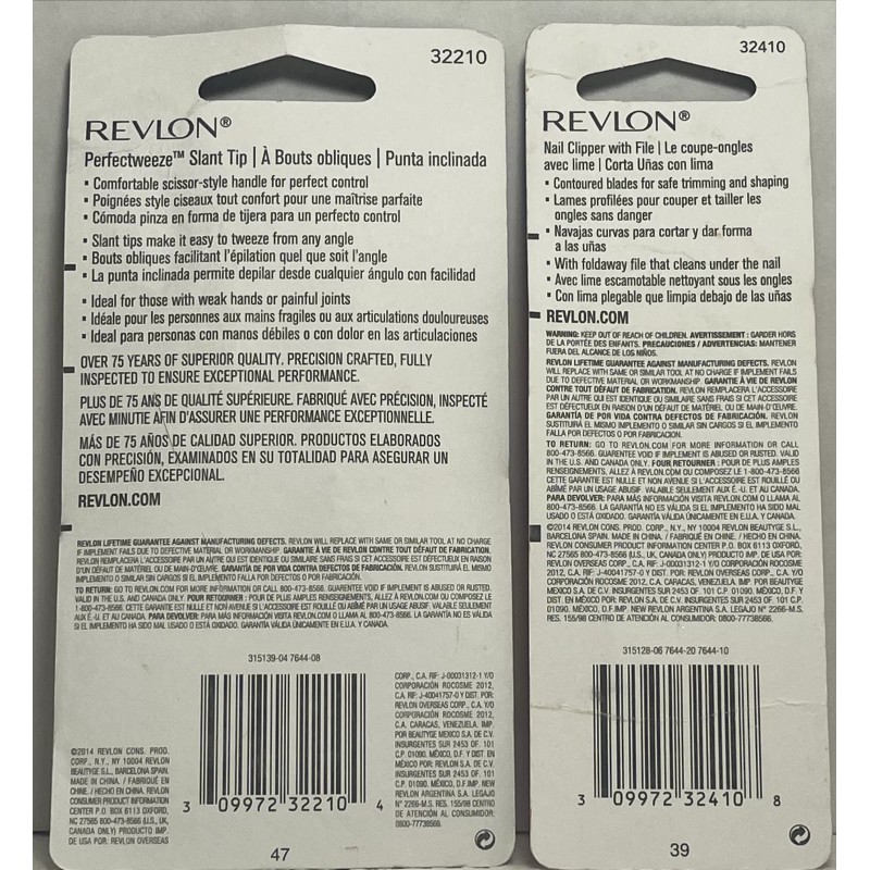 Revlon Scissor Grip Slant Tweezer & Bonus Nail Clipper
