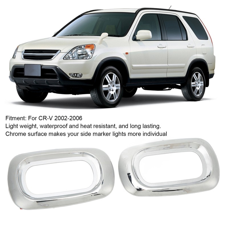 Pair Side LED Marker Light Covers Chrome Bezels Waterproof Heat