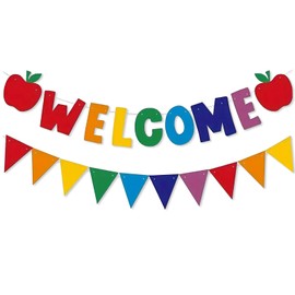 Welcome Banner Colorful Back to School Decorations Felt First Day of School Banner - Teacher Banner - Back to School Party Decorations