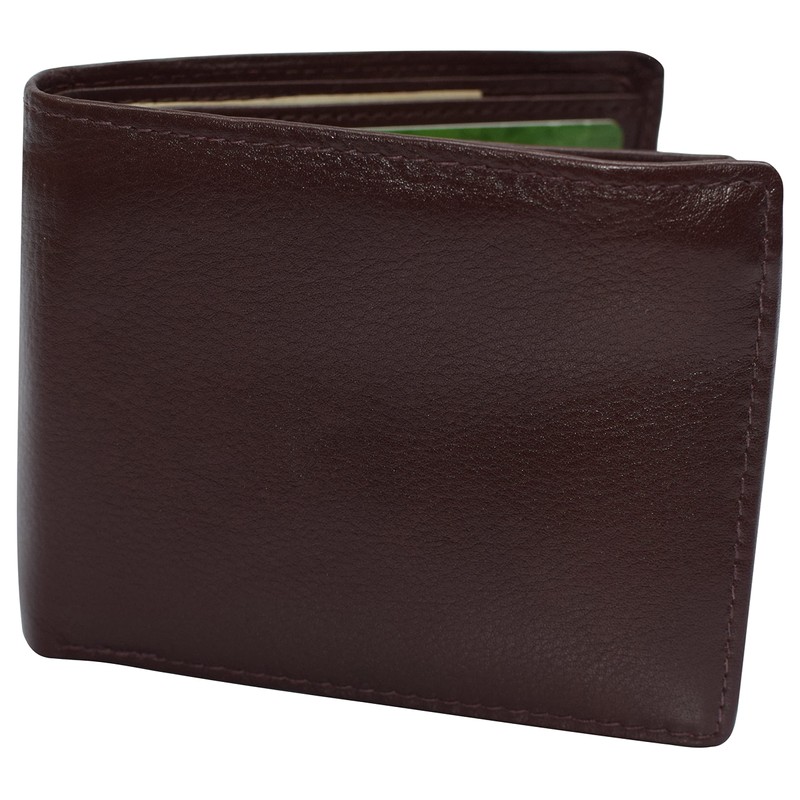 MARSHAL RFID Blocking Men's Bifold Leather Wallet With Double Center