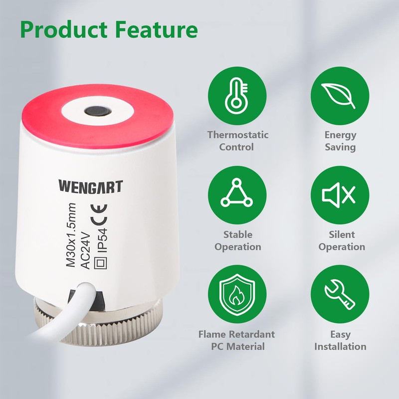 Wengart 24 V Electrothermal Actuator WG2208, Normally Closed On/Off Status