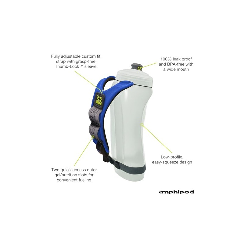 Amphipod Hydraform Ergo Minimalist Handheld Water Bottle, BPA-Free Hydration for