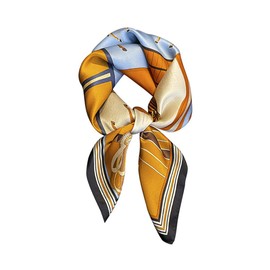 JERLA 100% Pure Mulberry Silk Square Scarf for Hair-26''x26'' Women Men Natural Silk Neckerchief Headscarf (Horse blue)