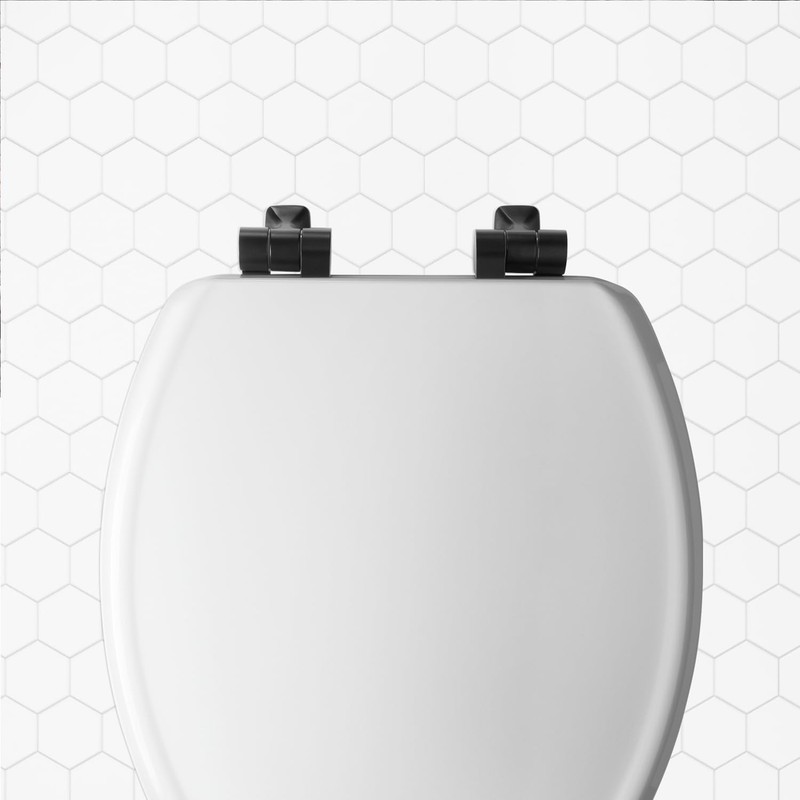 Mayfair Bennett Toilet Seat with Matte Black Hinges, Slow Close