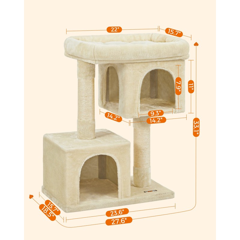 Feandrea Cat Tree, 33.1-Inch Cat Tower, L, Cat Condo for