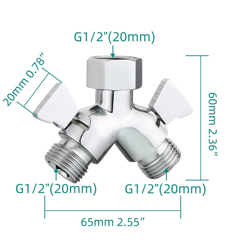 Tecmolog Brass Shower Splitter 2 Way Shower Arm Diverter with