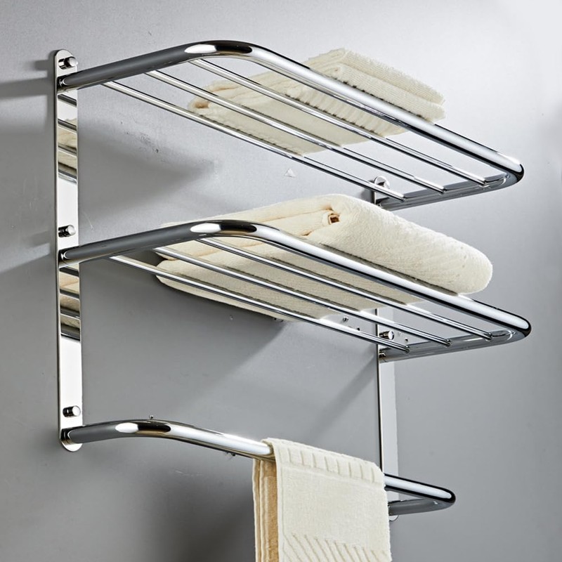 2-Tier Towel Rack Floating Shelf with Towel Bar, 30-Inch W