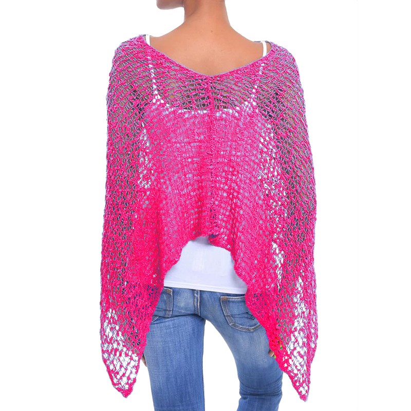JOPHY & CO. 1511 Womens Knitted Mesh Poncho Crochet Summer
