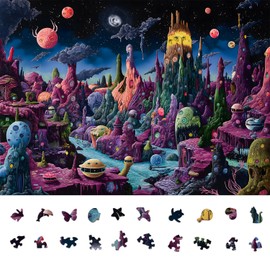Naturelish Monster Planet Jigsaw Puzzles for Adults 1000 Pieces, Glow in The Dark Puzzle, Difficult Challenging Unique Puzzle for Adults,6 Colors on Back Puzzles, Puzzle Size 26.6x19.2