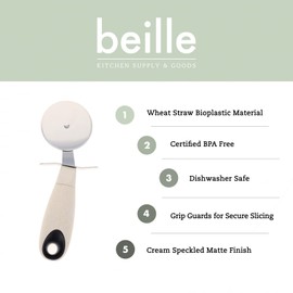 Beille Cream Stainless Steel Wheat Straw Pizza Cutter Kitchen Utensil Home Goods