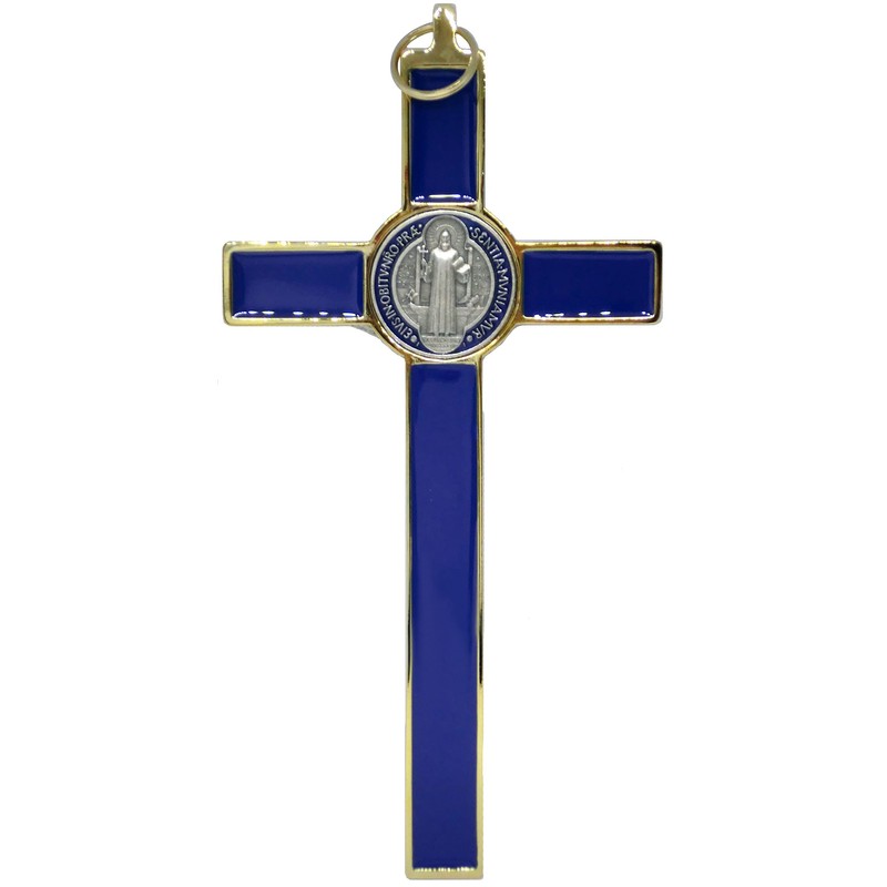 10.004.21 Blue Cross Gold Blue San Benedict 20cm Enamel with