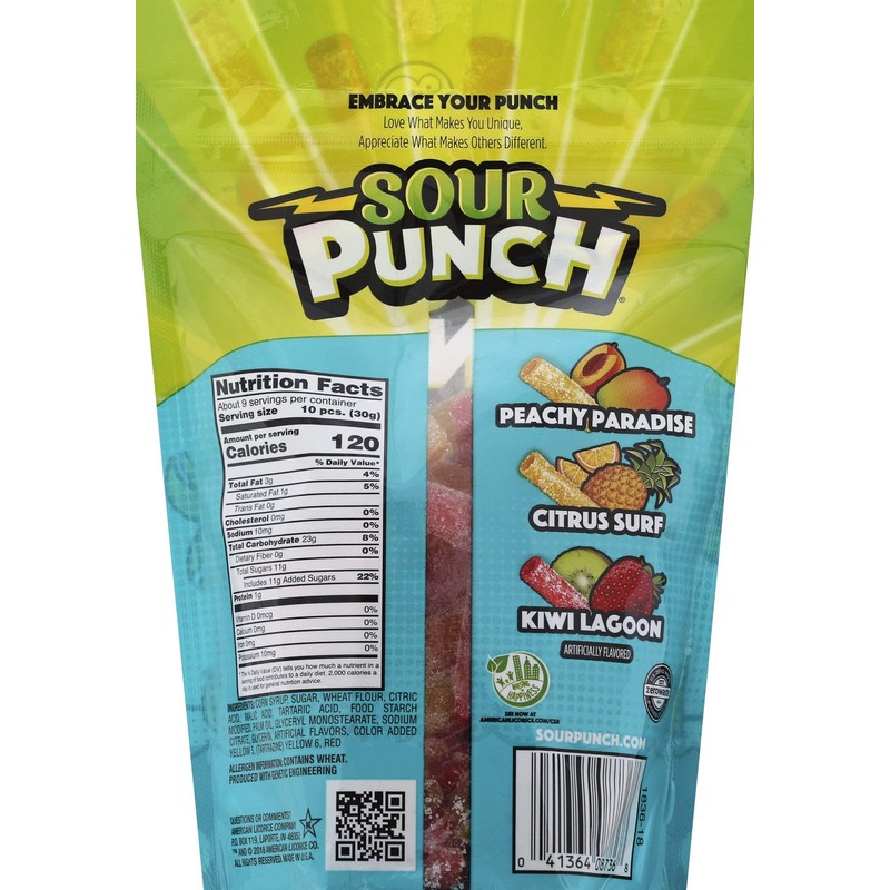 Sour Punch Bites, Tropical Fruit Flavors, Soft & Chewy Sweet,