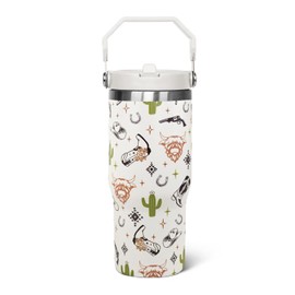 qwpmvhsak 30oz Western Flip Tumbler with Handle lid and Straw,Cow Skull CoffeeTravel Mug Cup Water Botter,Western Stuff Decor Accessories