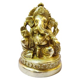 GURU JEE™ Brass Statue Ganesh Ji Ganpati Bappa Murti Gift Lord Ganesha Idols for Puja at Home Mandir Temple