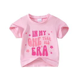 Baby Girl First Birthday Outfit 1st Birthday Shirt in My One Year Old Era Top Pink