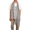 Prettystern long Plain uni-Colour Summer Casual leisure Fringed Linen Men's