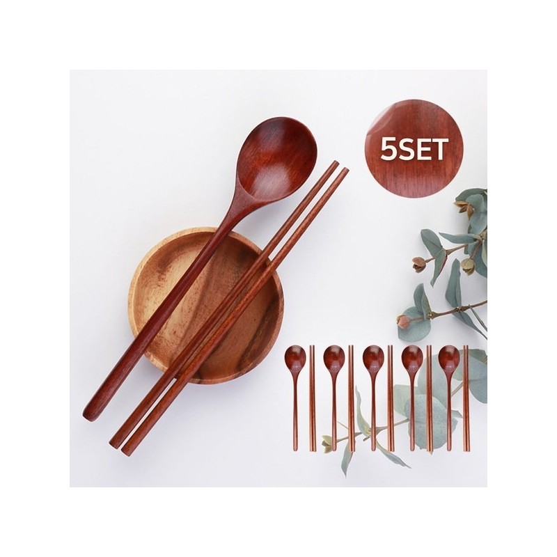Nature Wood Wide Cutlery Set for 5 / Lacquered Wooden