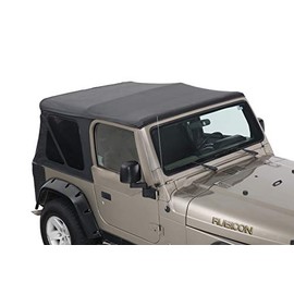King 4WD Premium Replacement Soft Top Without Upper Doors - Black Diamond with Tinted Windows Compatible for a Jeep Wrangler TJ 1997-2006