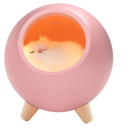 Lancoon Nursery Lamp for Children Pink Cat Night Light for Bedroom Kid Lamp Bedroom Cat Night Light for Wife Mom Teen Girls Cute Cat House Valentine Cat Lover for Women Christmas Birthday Party