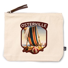 Lantern Press Osterville, Massachusetts, Beach Chair and Ball, 100% Cotton Zipper Pouch, Travel Accessory, Go Bag