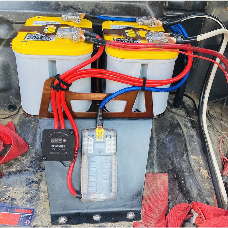 DEWINNER 12V 140Amp Dual Battery Isolator Kit Manual/Auto Modes VSR-Voltage