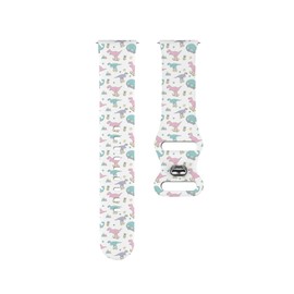 Compatible with Garmin Forerunner 255S/255S Music, 265S, Rey, Venu 2S, Venu 3S, Vivoactive 4S, Vivomove 3S, 18mm Replacement Sport Watch Band (Cute Dinosaur Print Kids) Silicone Soft Strap Bracelet