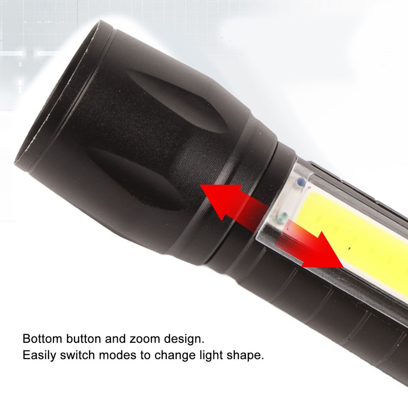 4Pcs Retractable Flashlight COB LED Zoom Flashlight Rechargeable Strong Light