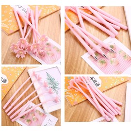 12pcs Pretty Sakura Pens Pink Cherry Gel Ink Pens Cute Novelty with Black Ink for Mother's Day Gift Nurses Women Students Teacher Classroom Office Supplies