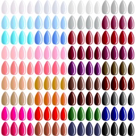 864 Pieces Almond Press on Nails Short Glossy False Nails Full Cover Fake Nails Colorful Artificial Nails Solid Color Fake Nail for Nail Art Salon