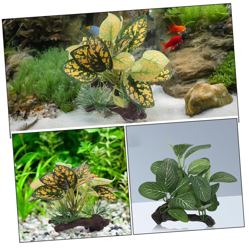 GRIRIW 2Pcs Durable Plastic Aquarium Decorations Betta Leaf Pad Hammock