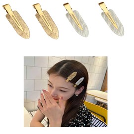 No Bend Hair Clips for Women Makeup Hair Barrettes No Crease Hair Clip 4 Pcs Acrylic Resin Flat Creaseless Hair Clips for Styling Salon Accessories No Dent Hair Clips