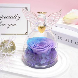 Sunia Gifts for Women Christmas, Eternal Rose Angel Figure Gifts for Mum, Eternal Flower Angel Gifts, Birthday Gift for Women, Real Roses, Mother Grandma Gift, Christmas Valentine's Day