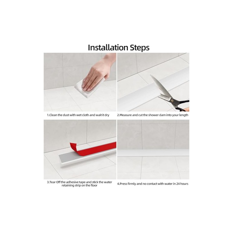 78-Inch Silicone Shower Threshold Water Dam Barrier